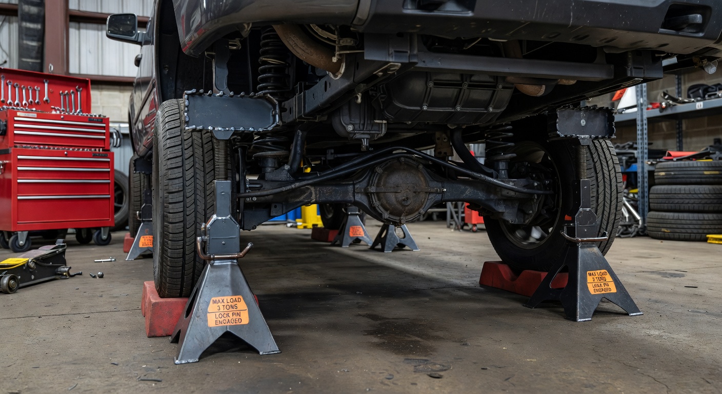 Adjustable jack stands for vehicle support
